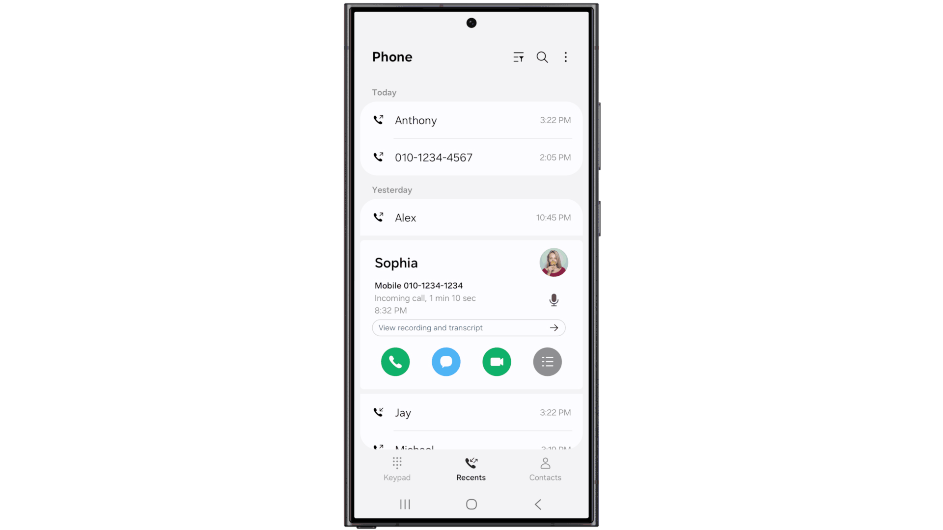Samsung One UI 7 Call transcript Samsung One UI 7 Call transcript
