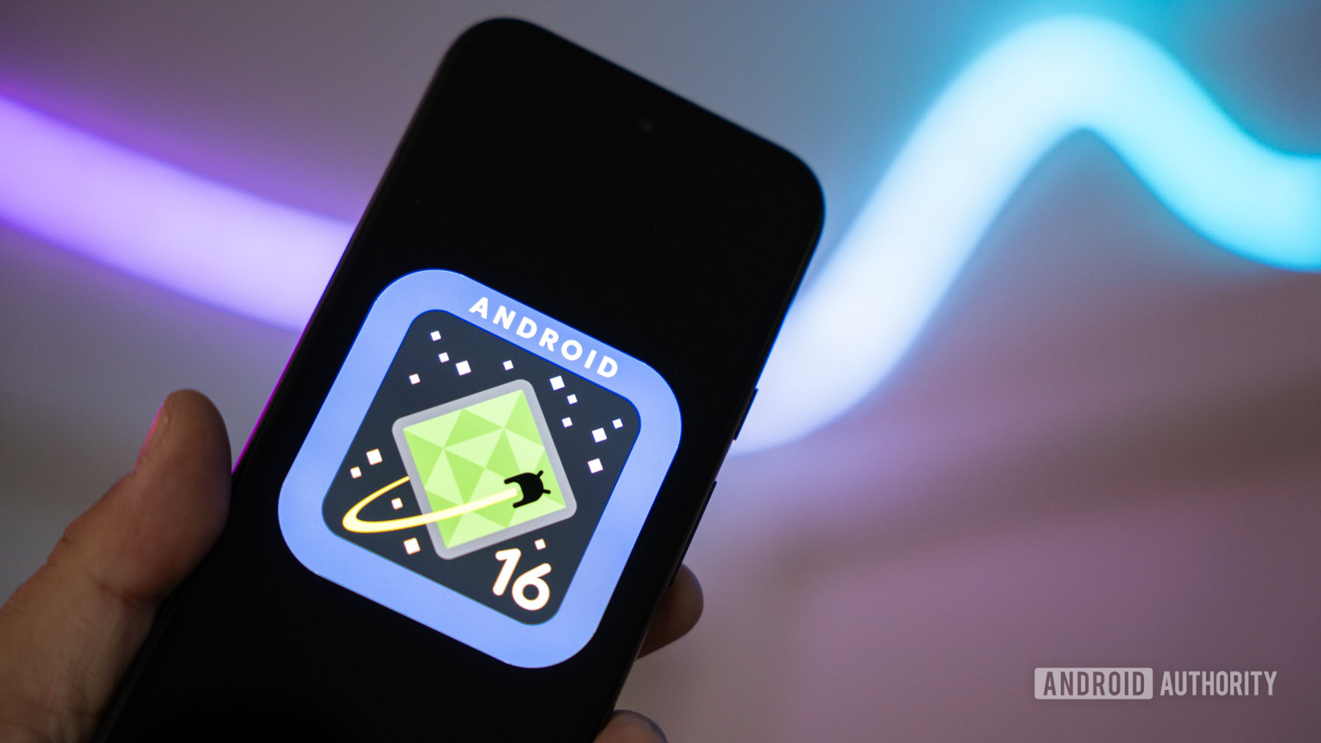 Android 16 logo on smartphone 11 Android 16 logo on smartphone 11