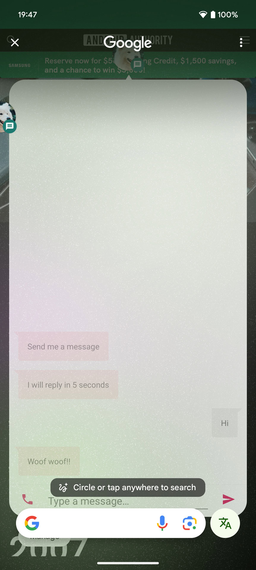 Android 15 circle to search on bubbles Android 15 circle to search on bubbles