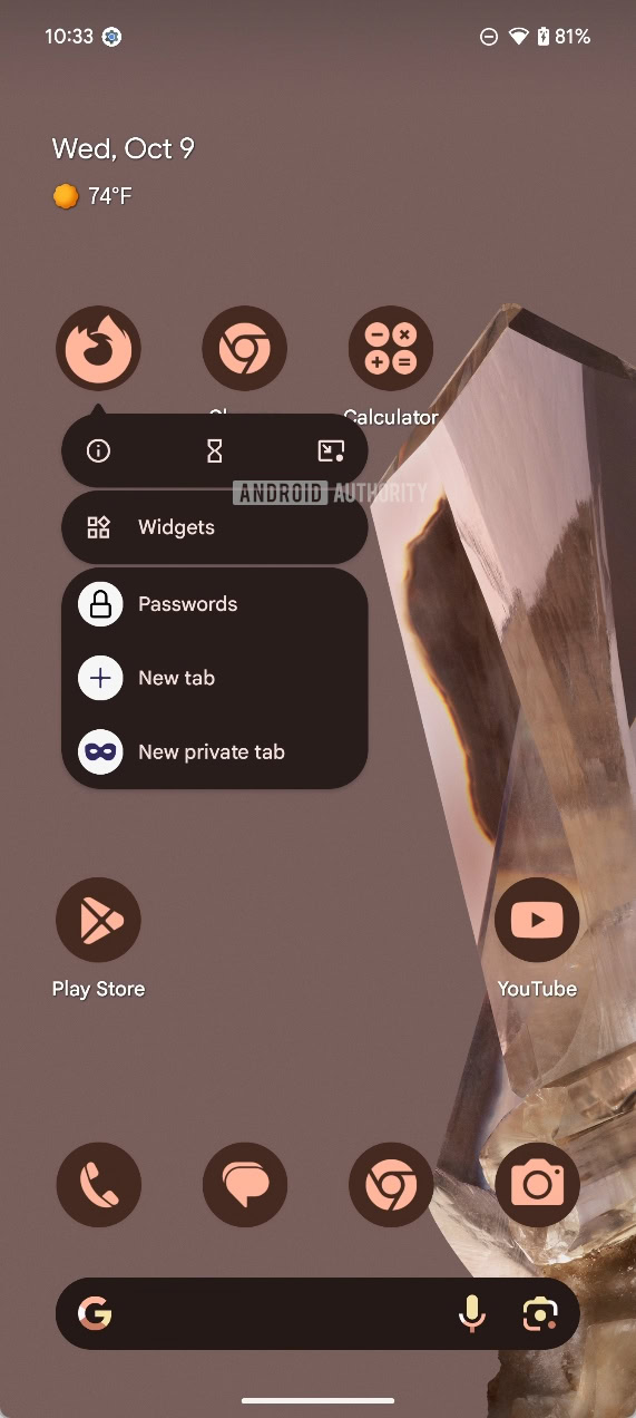 Android 15 QPR1 Beta 2 bubble icon in context menu 1