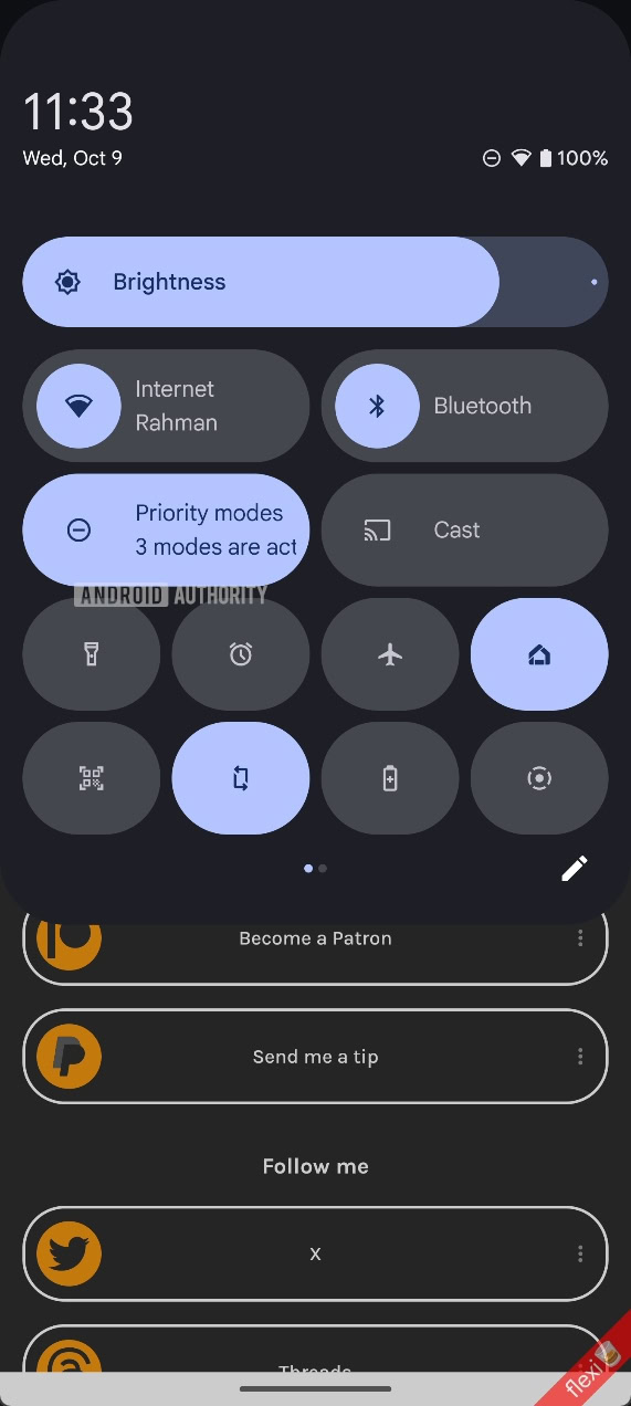 Android 15 QPR1 Beta 2 priority modes QS tile active