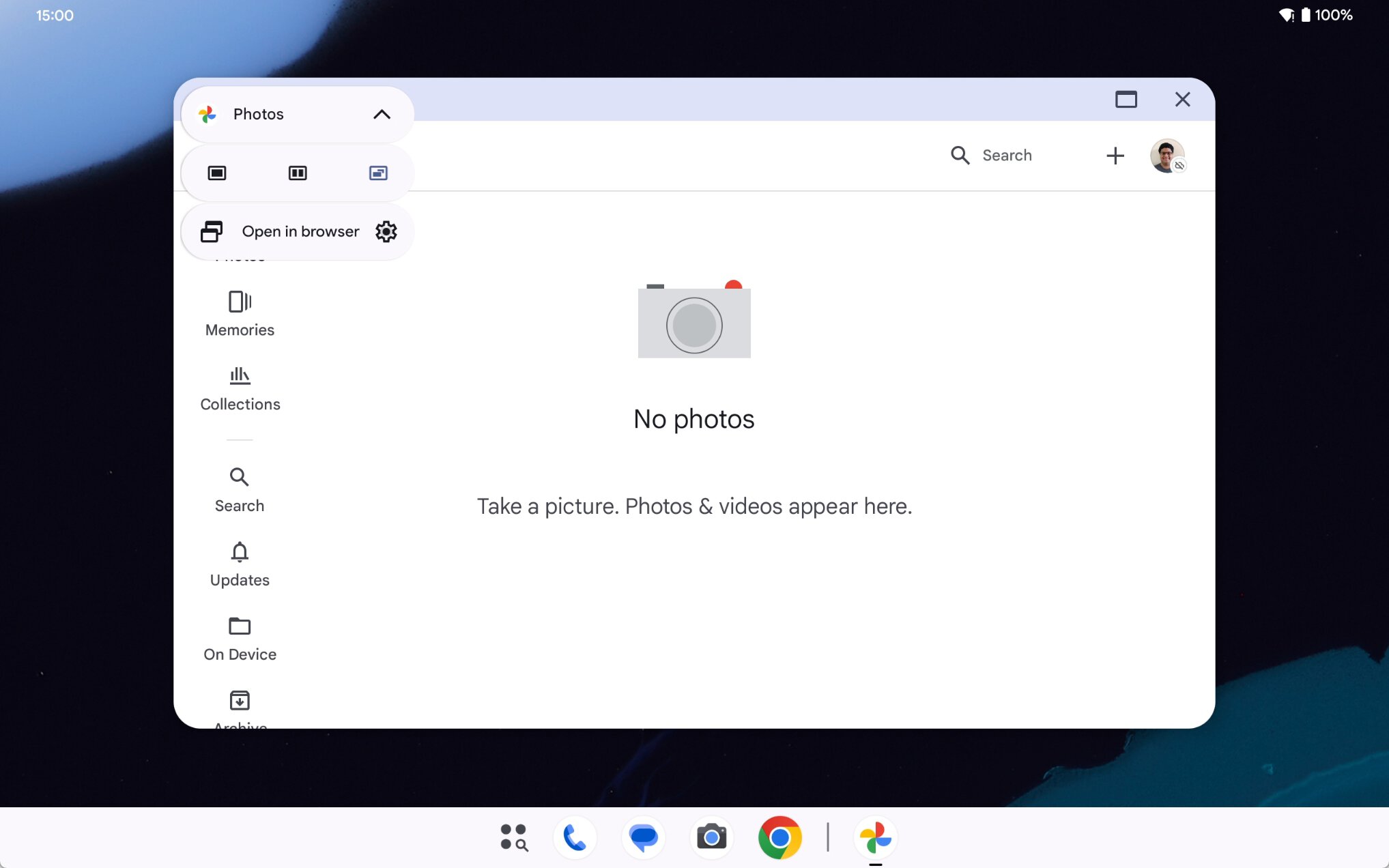 Android 15 QPR2 Beta 1 desktop windowing open in browser link