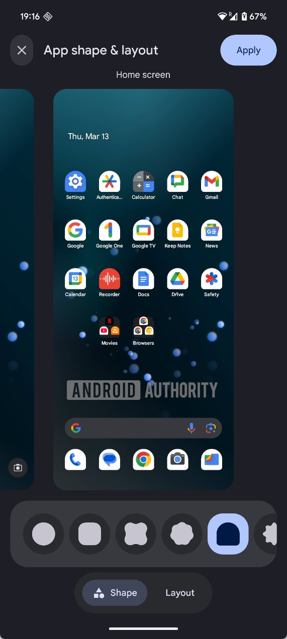Android 16 icon shape customization arch