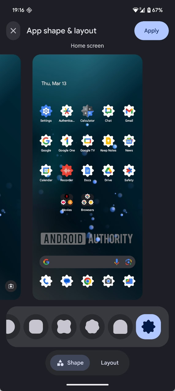 Android 16 icon shape customization complex clover