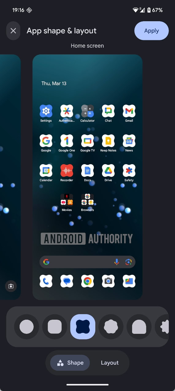 Android 16 icon shape customization four sided cookie