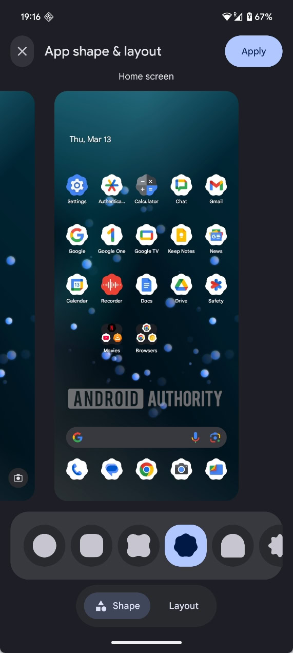 Android 16 icon shape customization seven sided cookie