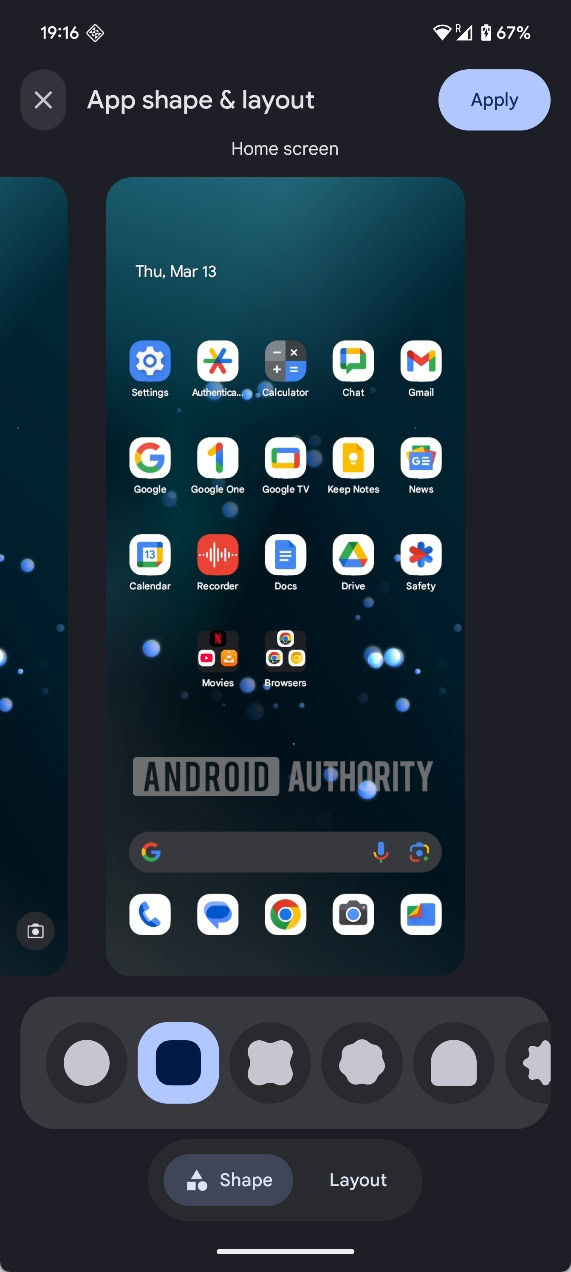 Android 16 icon shape customization square