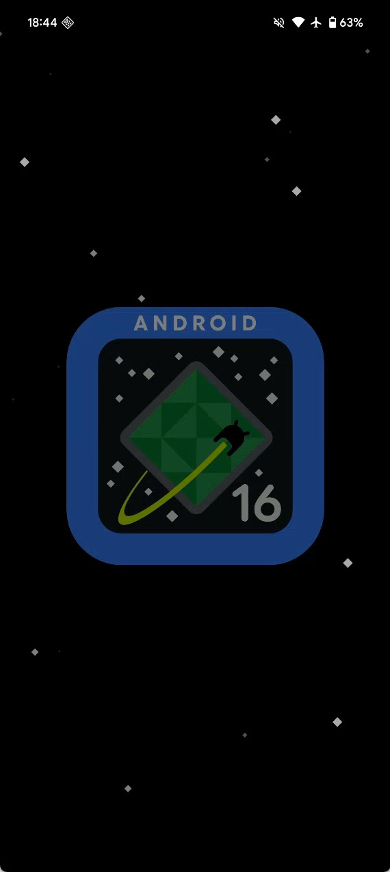 Android 16 logo in space