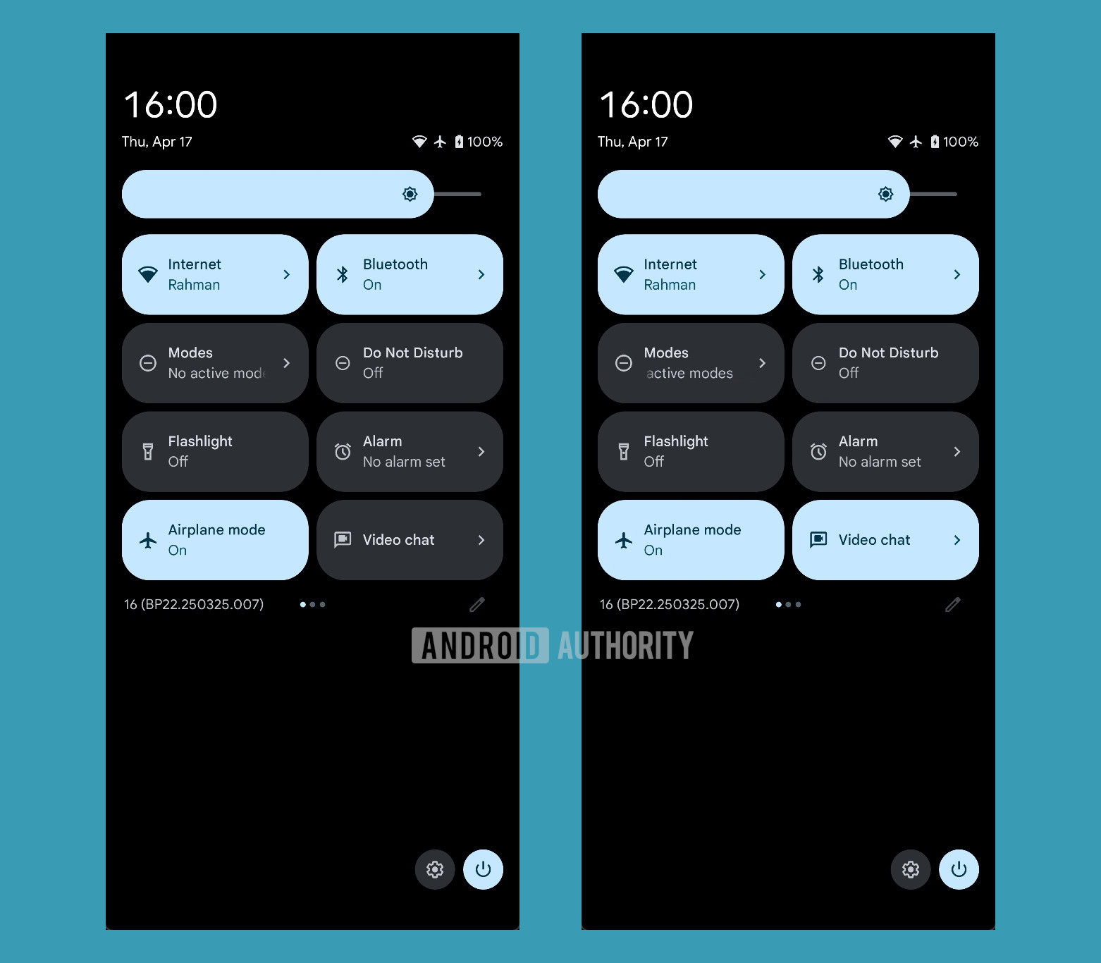 Android Video Chat tile on and off