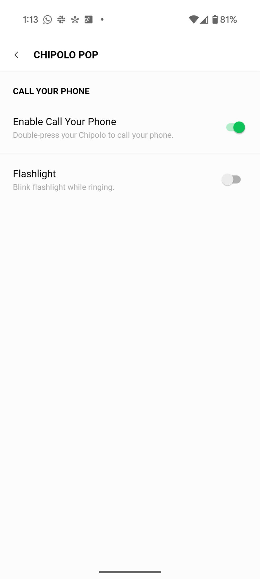 chipolo pop screenshot app features phone call
