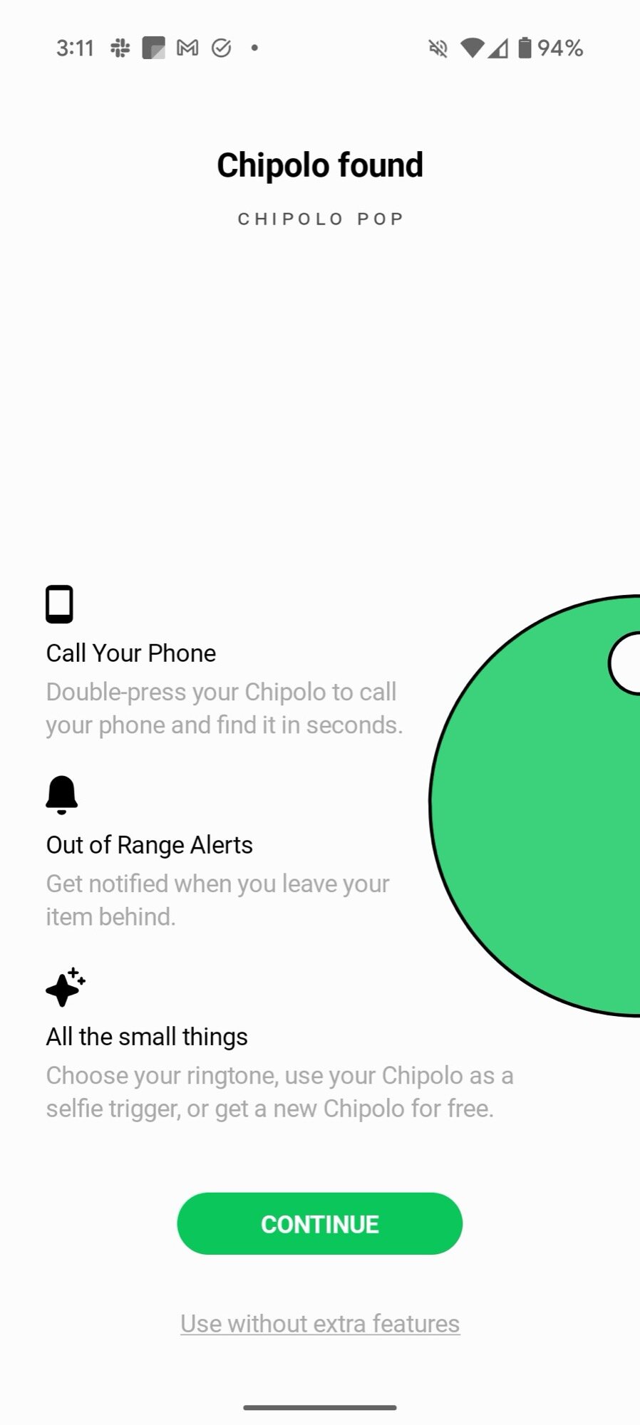 chipolo pop screenshot app setup 1
