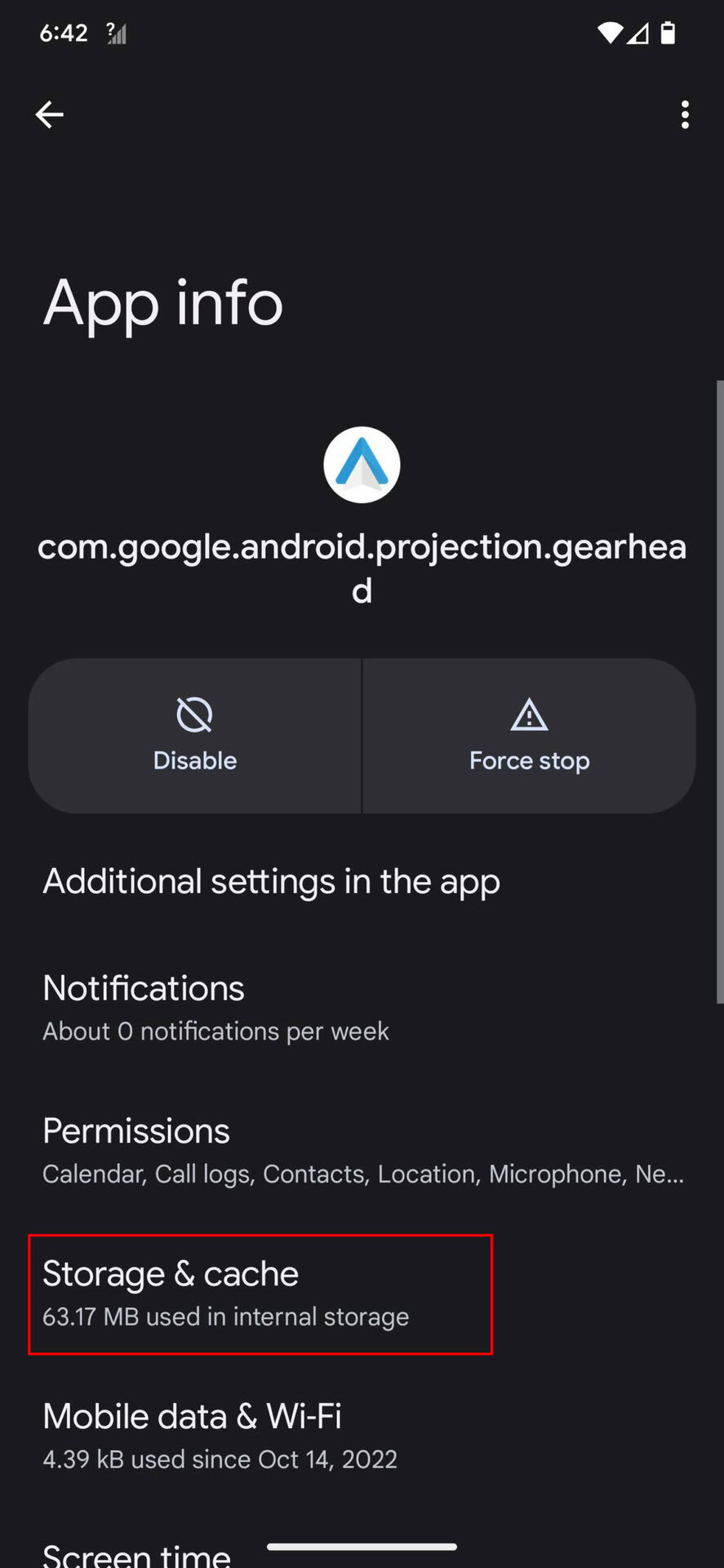 Clear Android Auto Cache and Storage 4