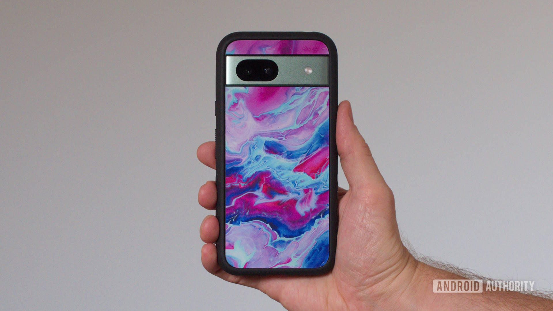 dbrand Grip Case Google Pixel 8a in hand dbrand Grip Case Google Pixel 8a in hand