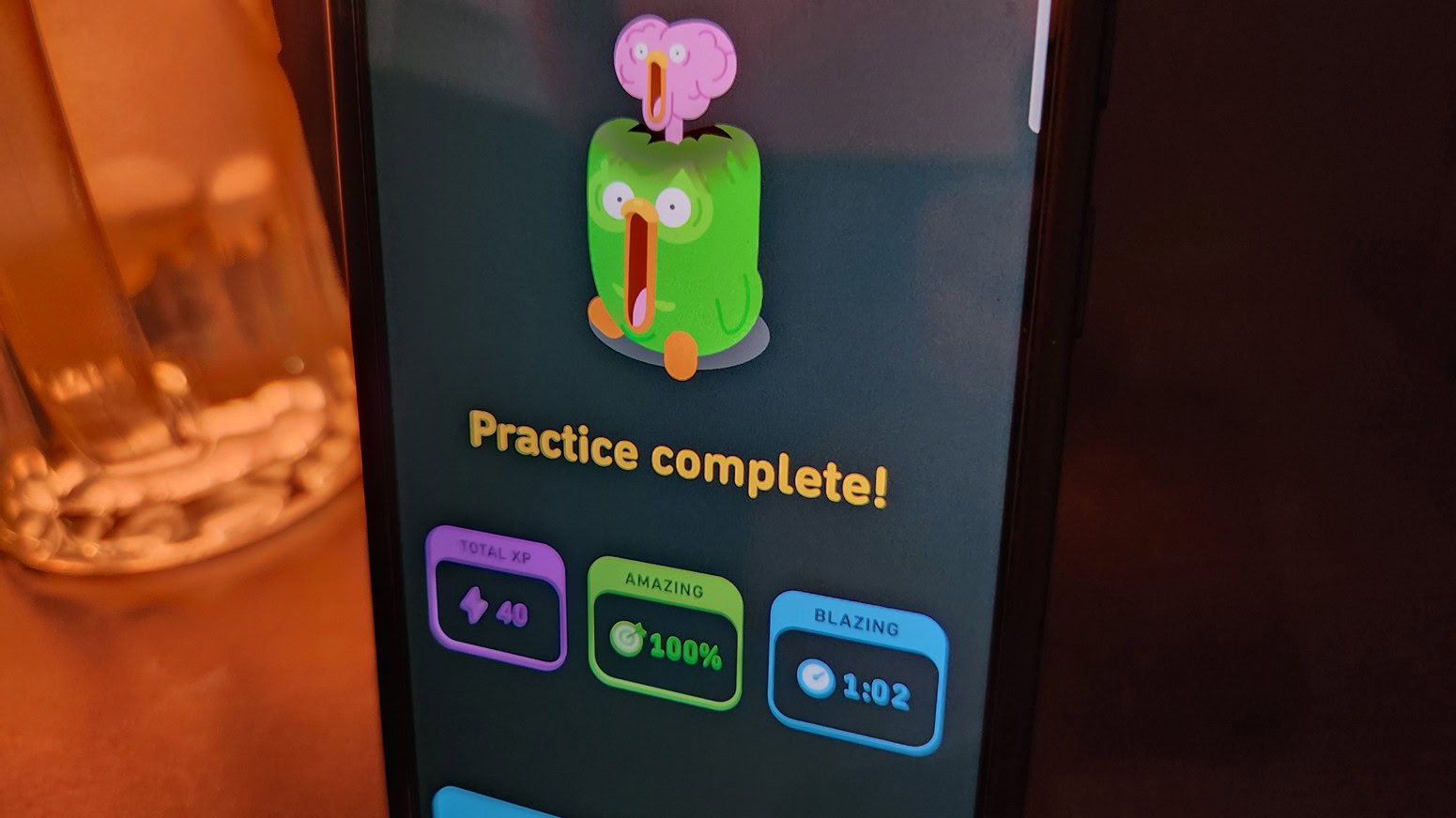 Duolingo Practice Complete Screen