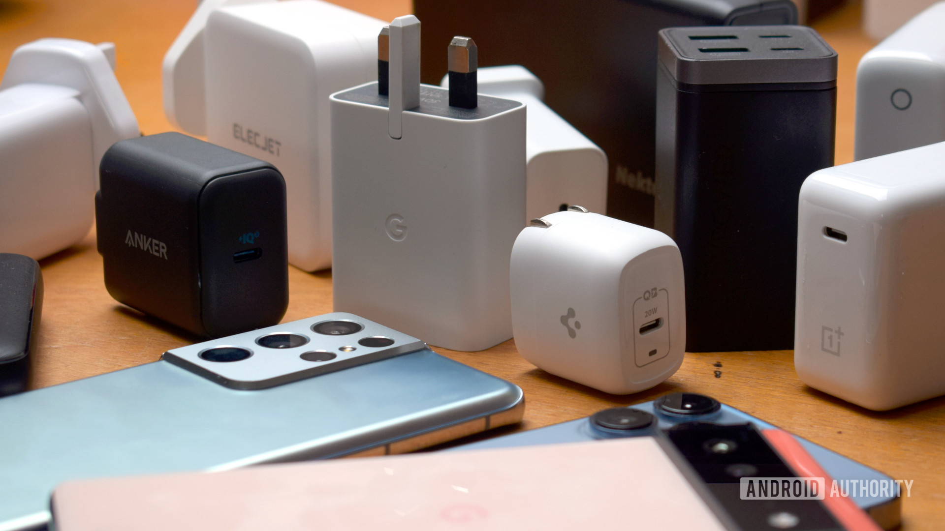 Galaxy iPhone and Pixel smartphones with selection of chargers 2 Galaxy iPhone and Pixel smartphones with selection of chargers 2