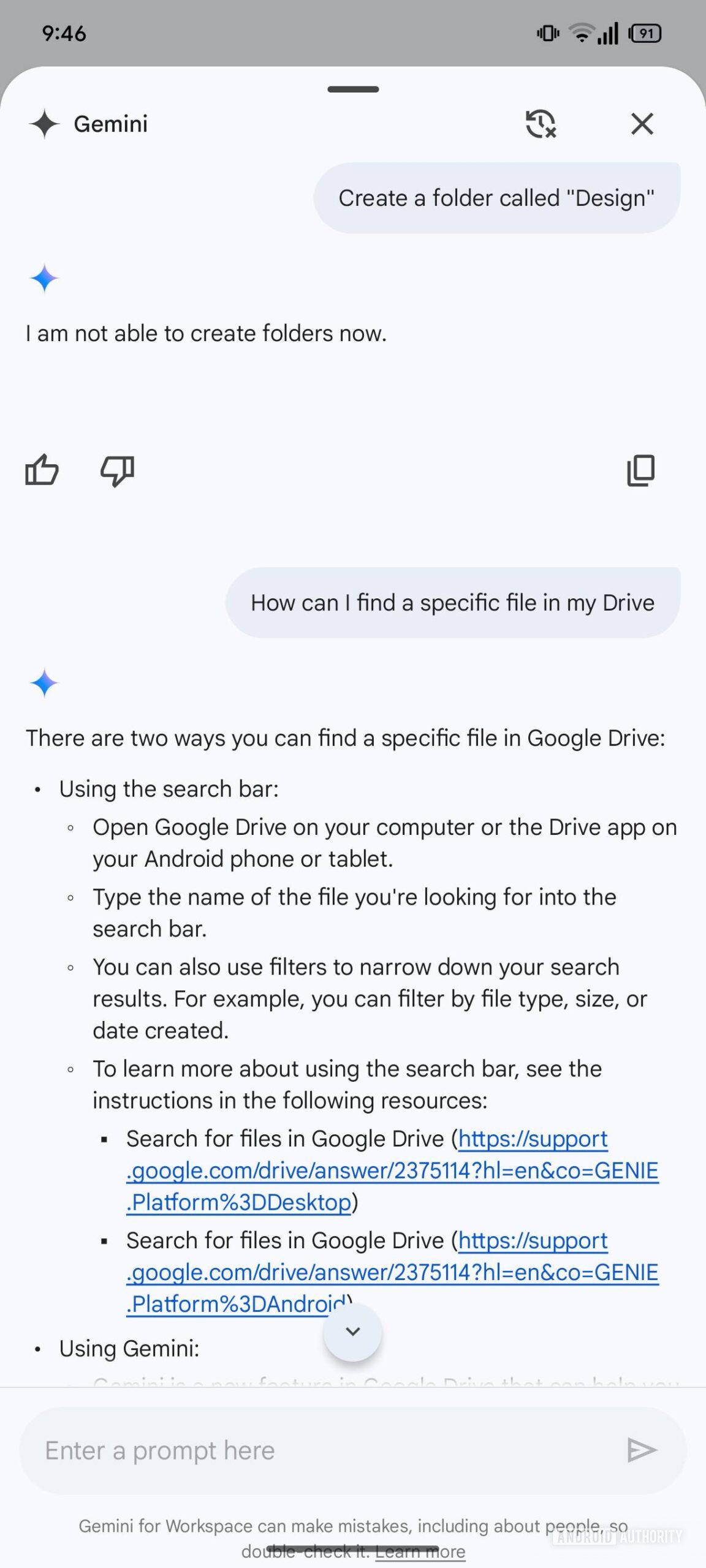 Gemini in Google Drive for Android 3