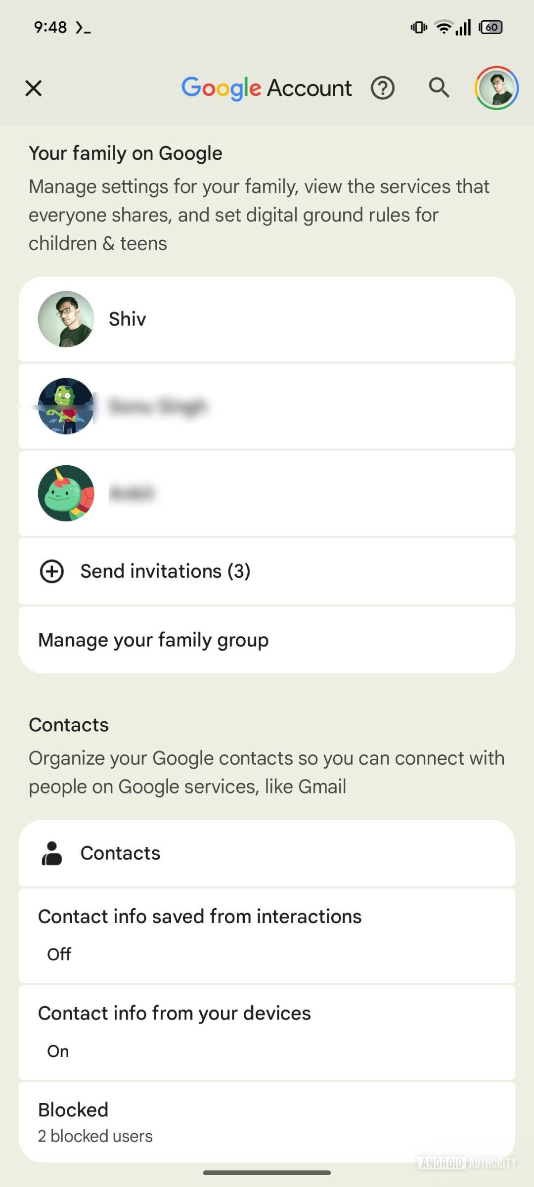 Google account management page with expressive Material Design theme 4