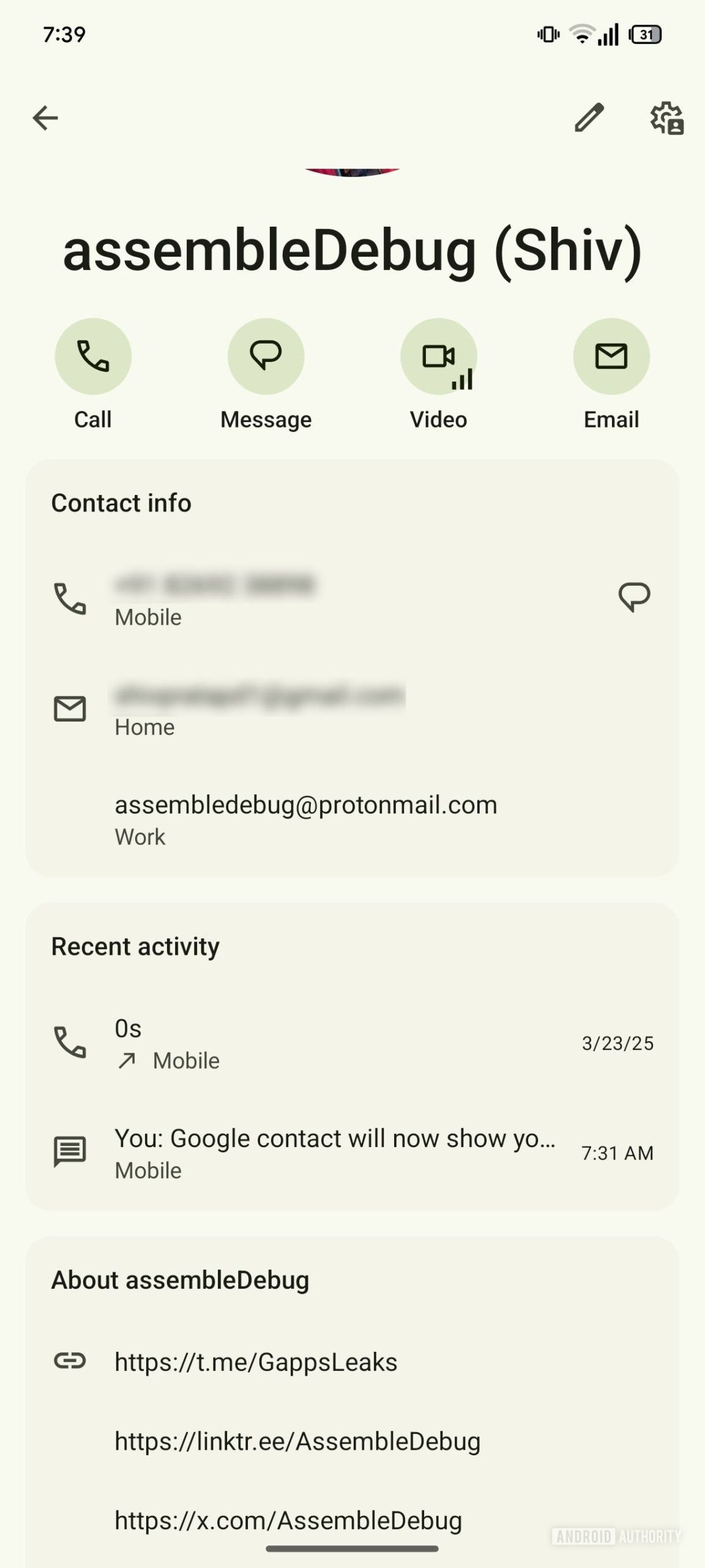 Google Contacts recent activity 2