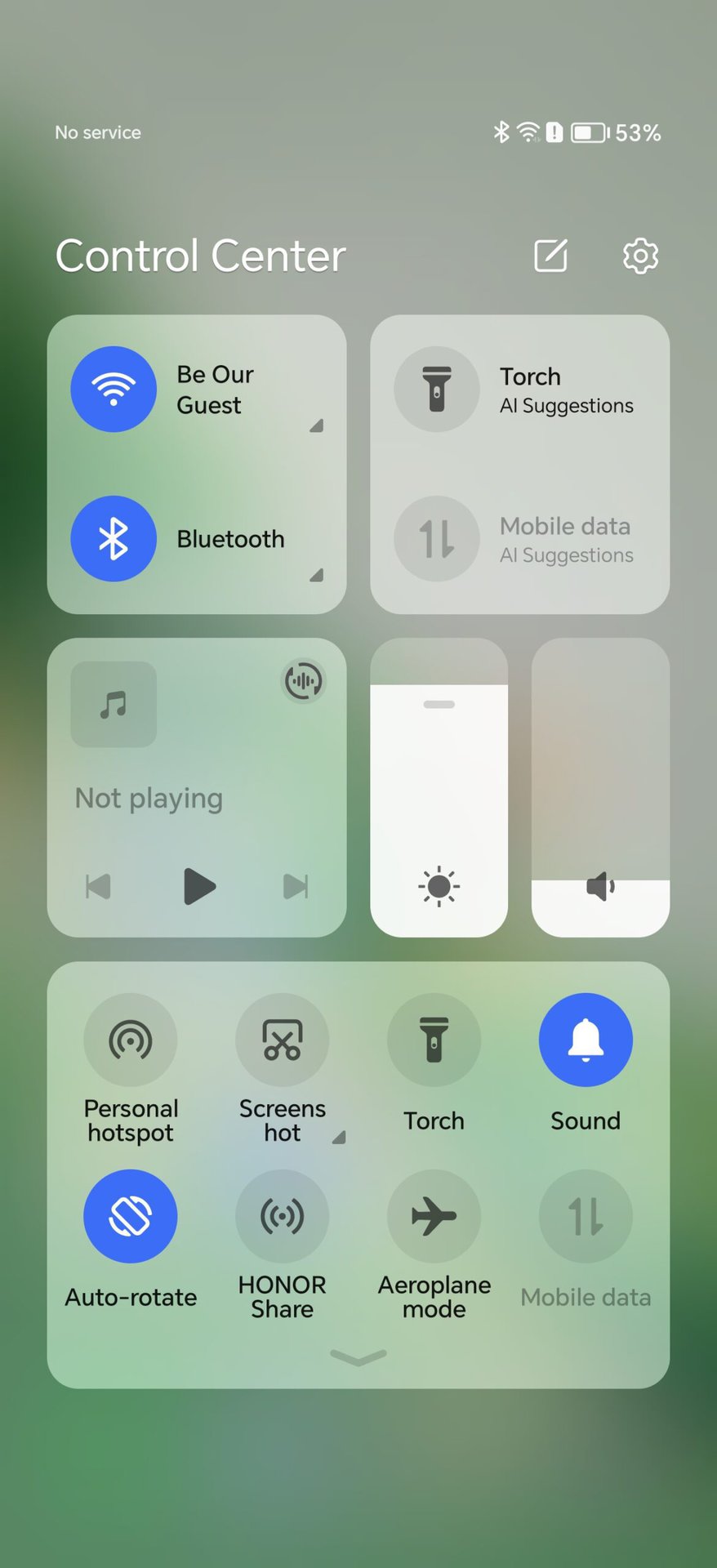 Honor Magic 6 Pro quick settings UI