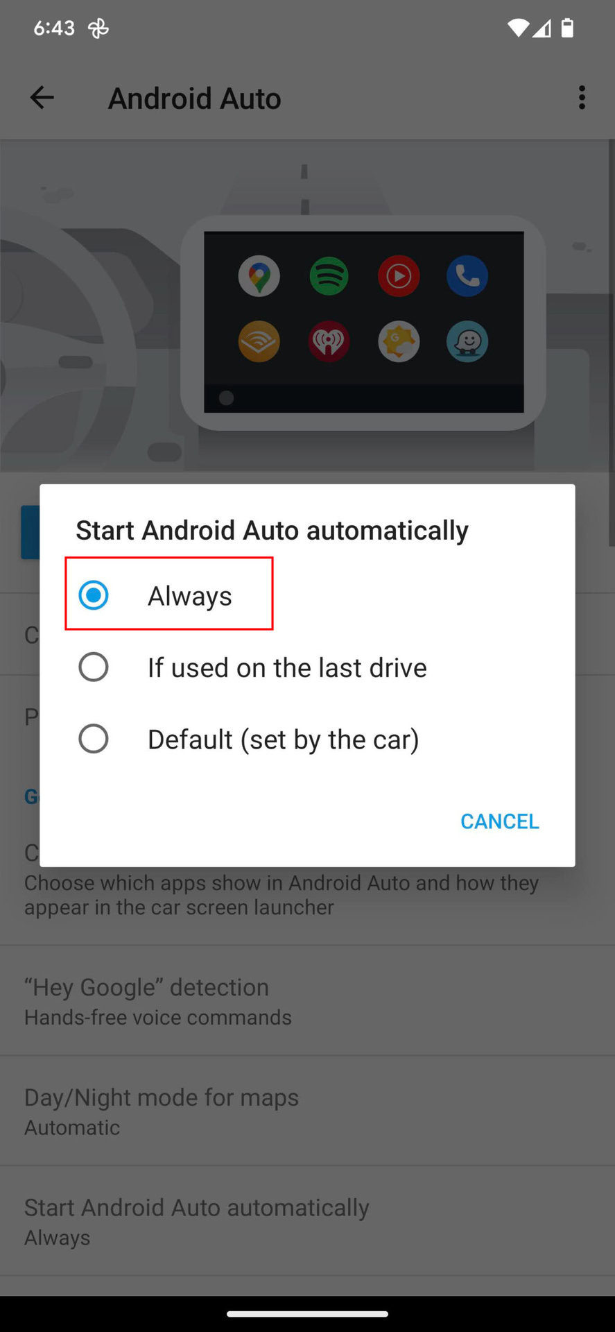 Modify the Android Auto settings 5
