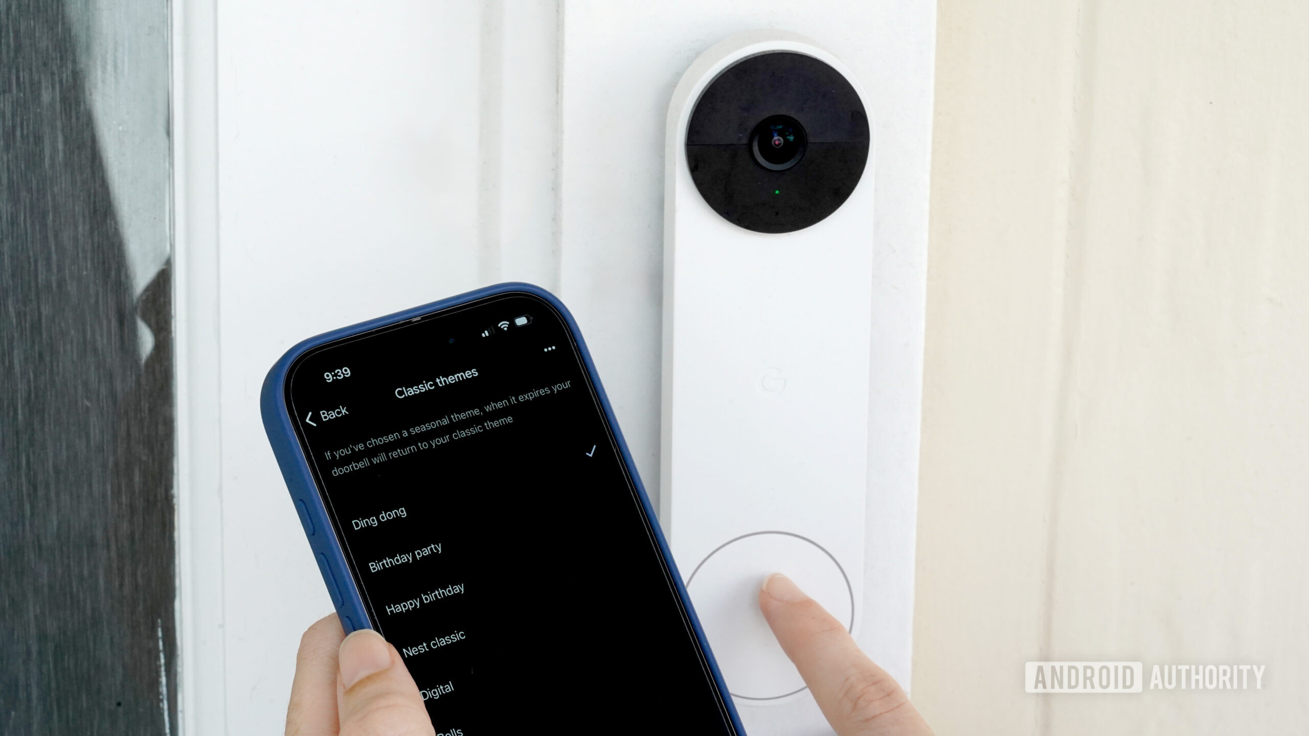 Nest Doorbell Themes A user selects a chime for their Nest Doorbell.