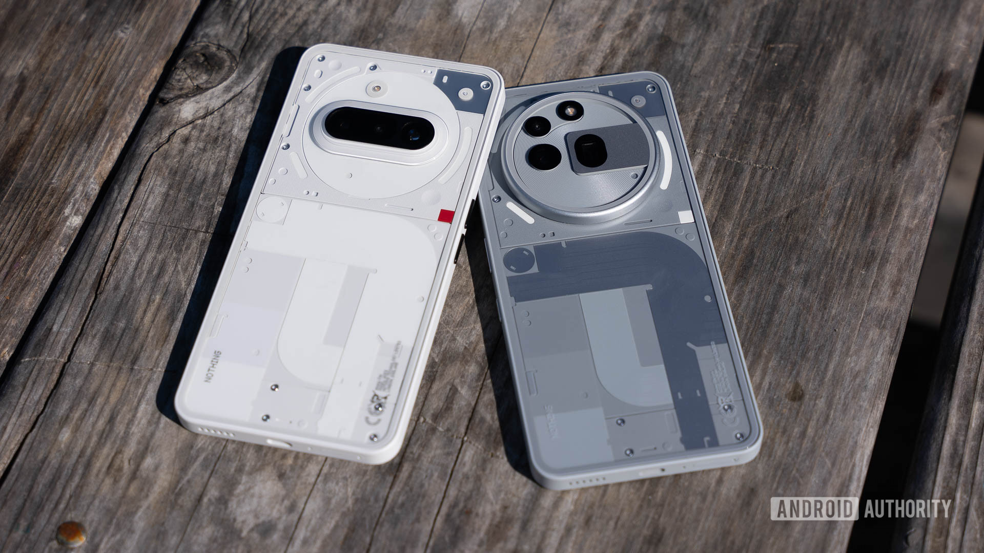Nothing Phone 3a and Phone 3a Pro flat on a table Nothing Phone 3a and Phone 3a Pro flat on a table