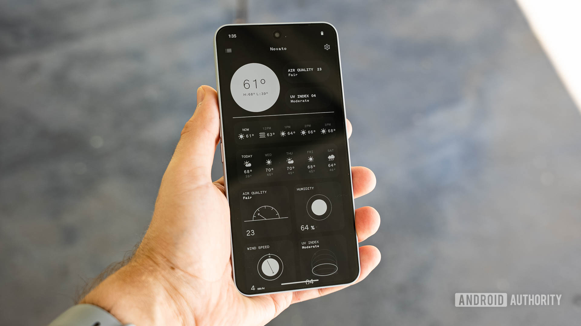 Nothing Phone 3a Pro with Nothing OS weather app Nothing Phone 3a Pro with Nothing OS weather app