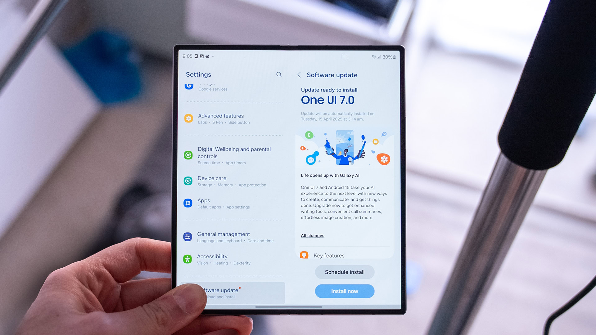 One UI 7 Update Screen On Galaxy Z Fold 6 Onui7