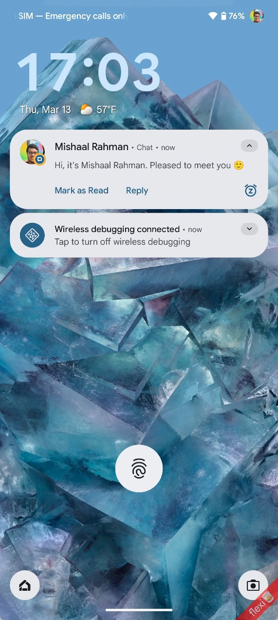 Opaque notification in full notification shelf on Android 16