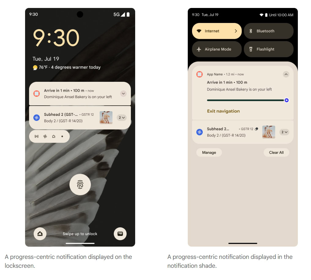 Progress centric notifications in Android 16 Progress centric notifications in Android 16
