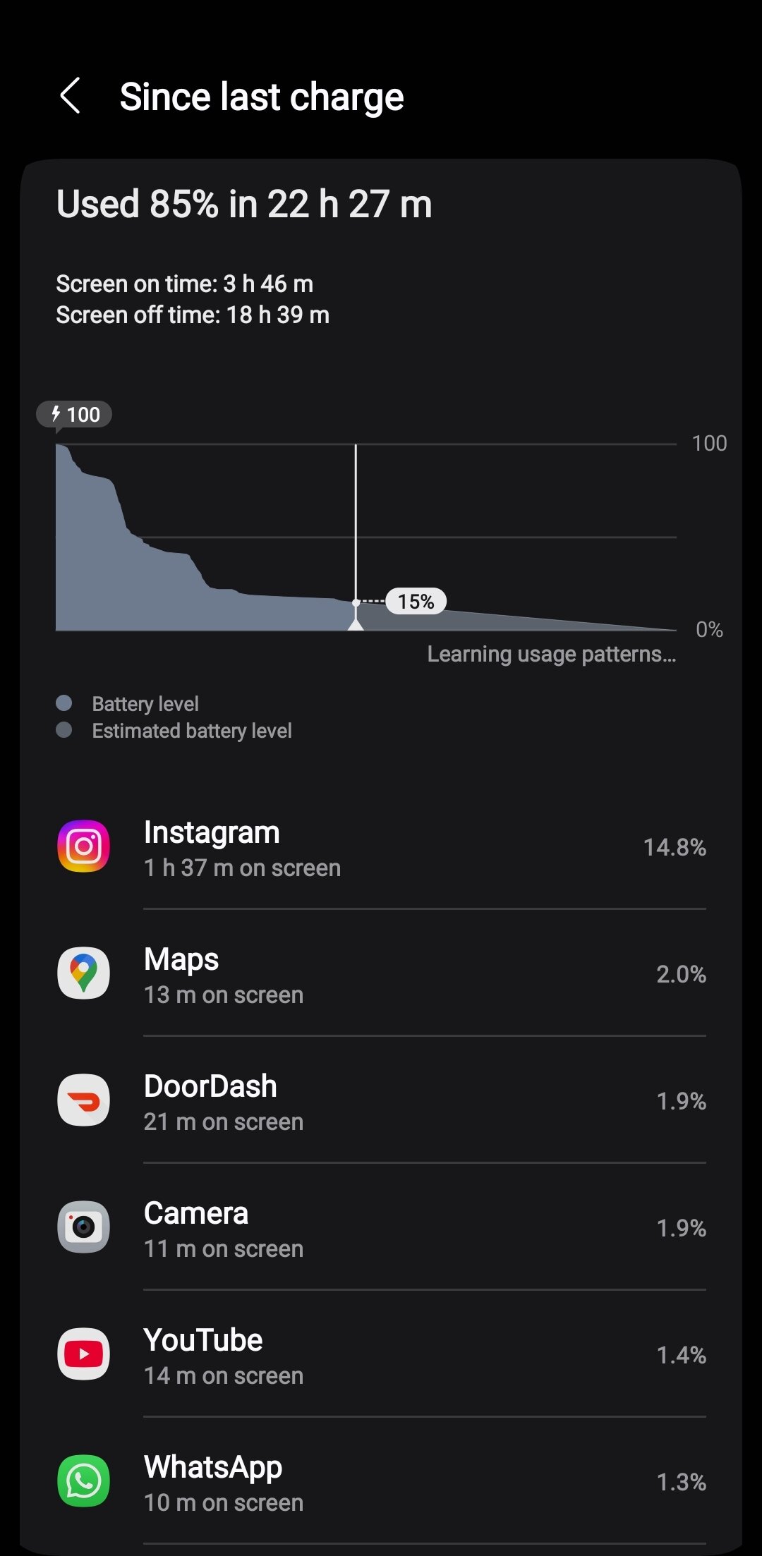 Samsung Galaxy A36 review battery life screenshots