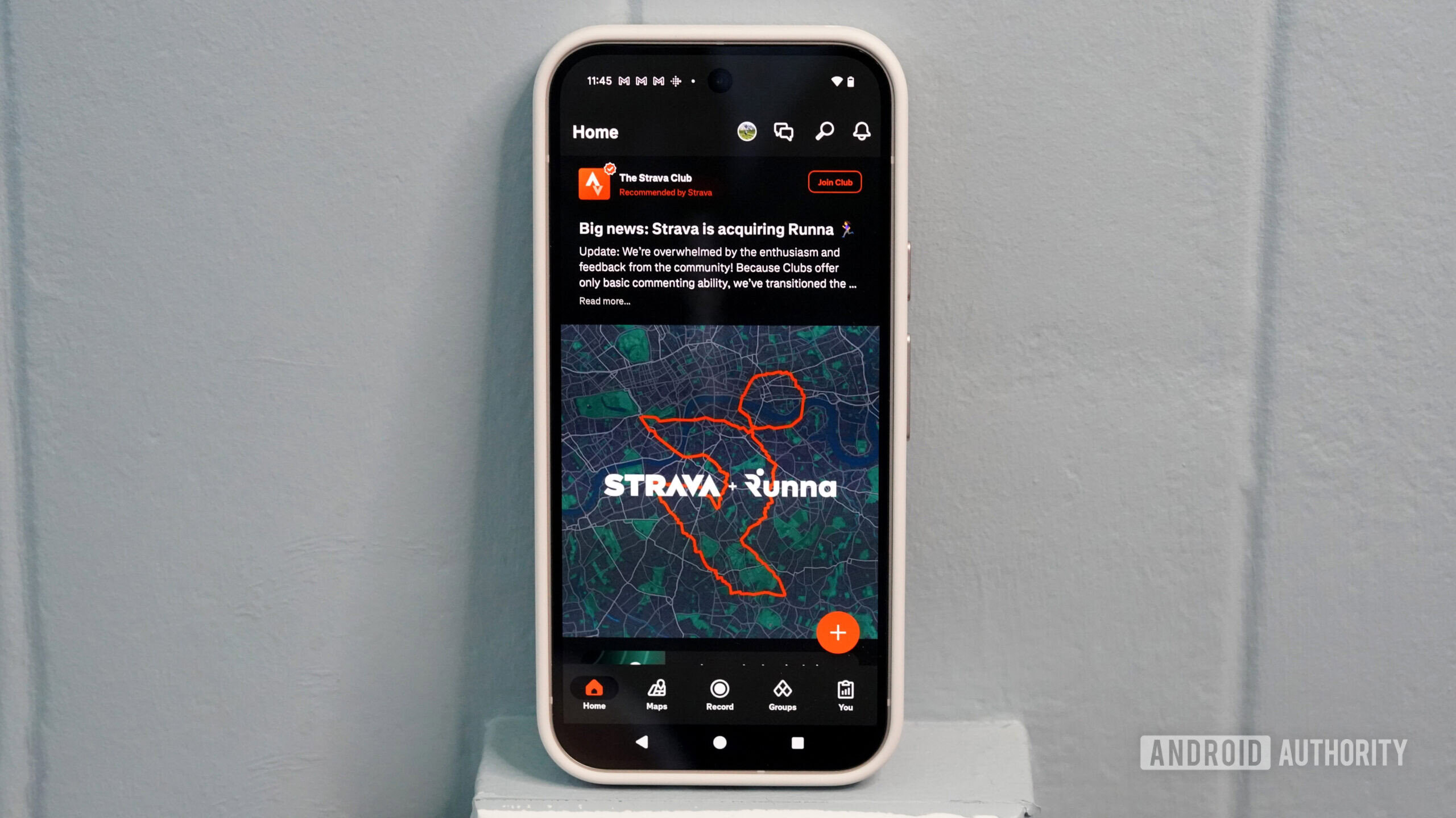 Strava Runna Acquisition A users Strava app displays a Runna Acquisition screen.