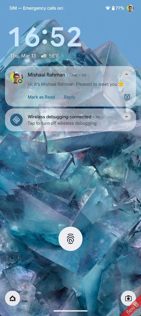 Transparent notification in full notification shelf on Android 16