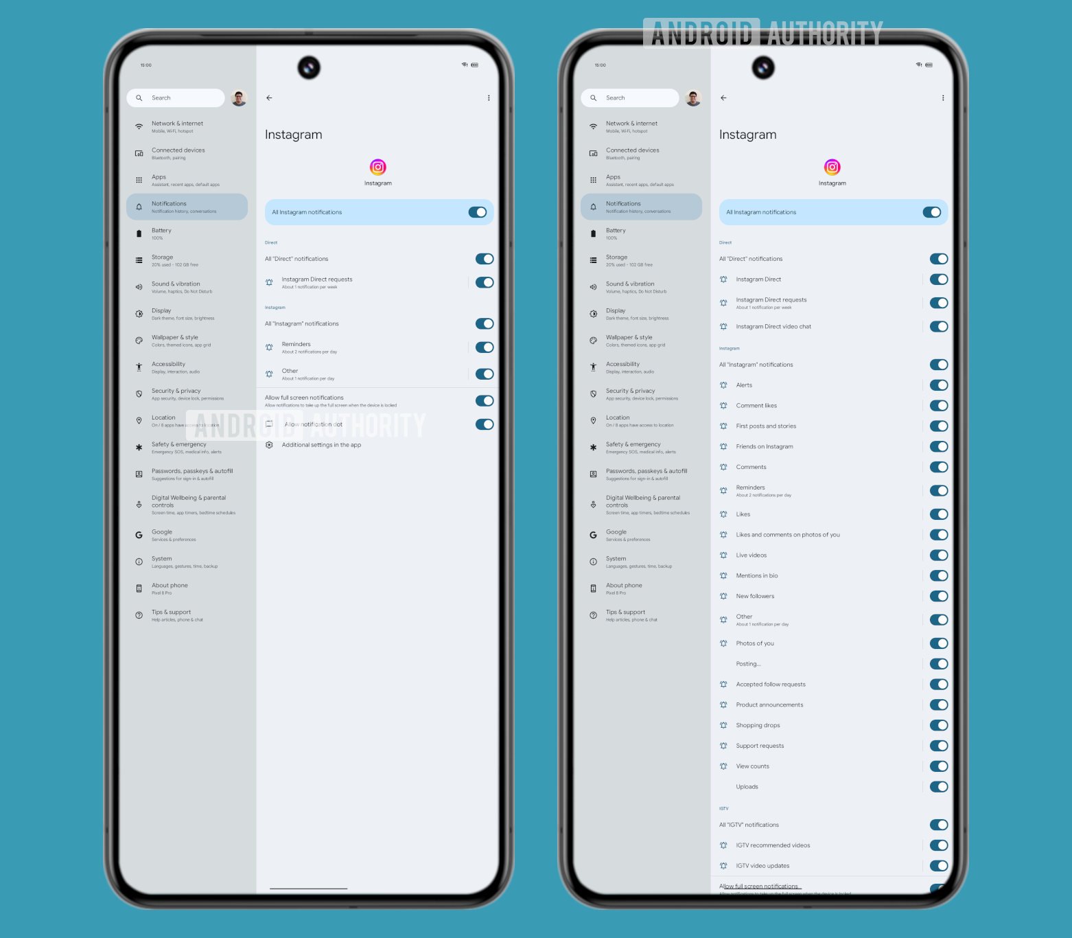 Android 15 show unused channels comparison Android 15 show unused channels comparison