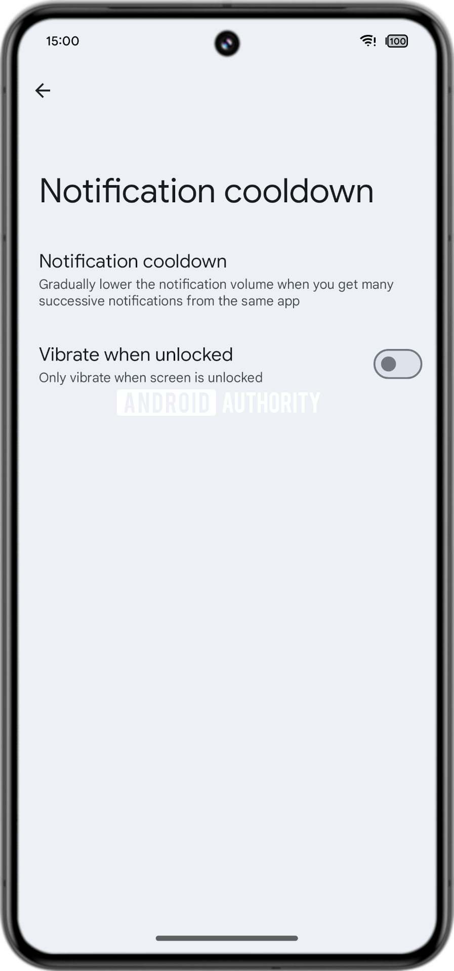 Notification cooldown settings with vibrate option Notification cooldown settings with vibrate option