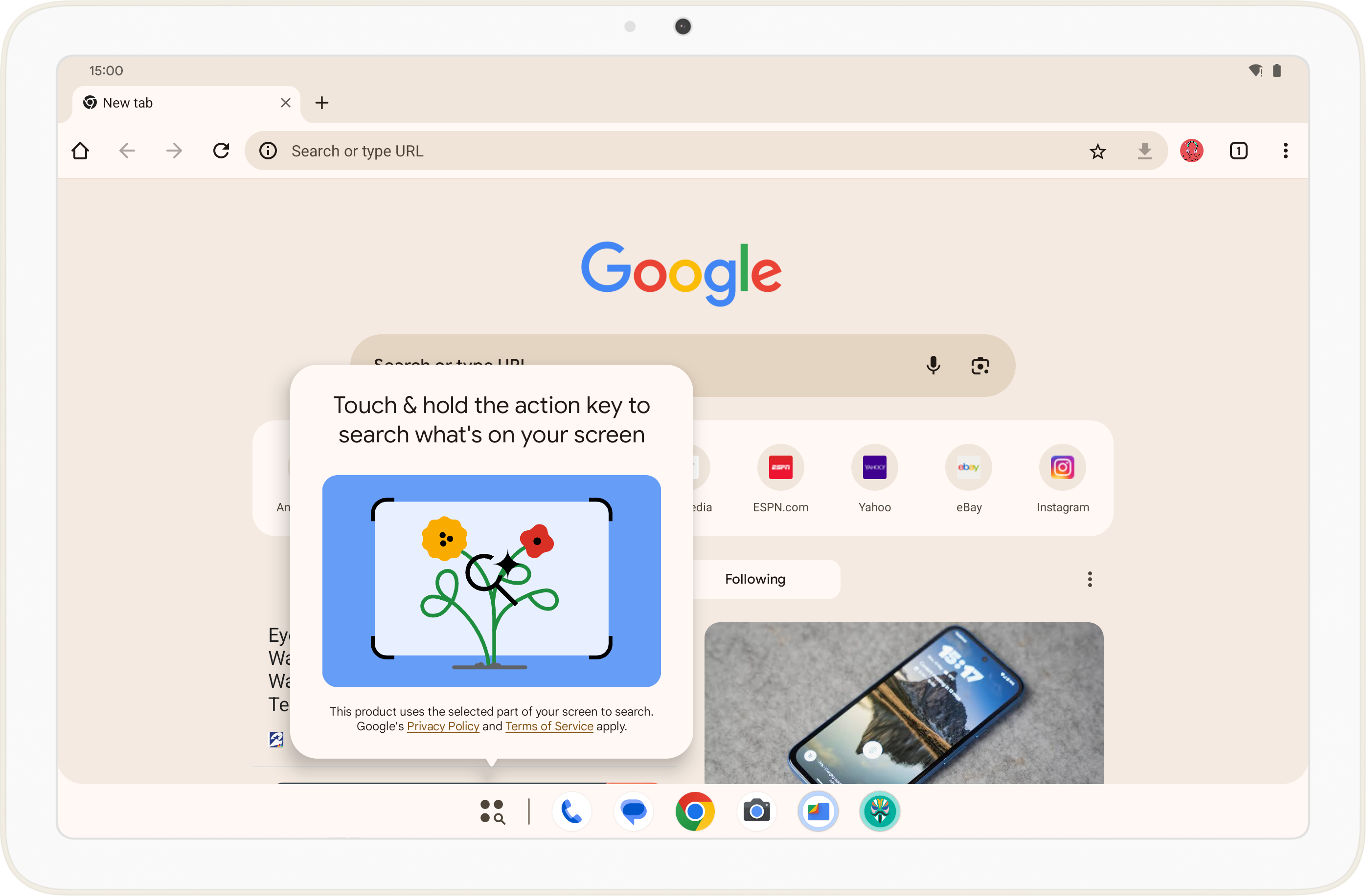 Pixel Tablet Circle to Search action key Pixel Tablet Circle to Search action key